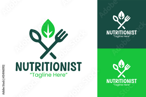 Minimalist Nutritionist Logo for Health and Food Industry in Dark Green and Light Green