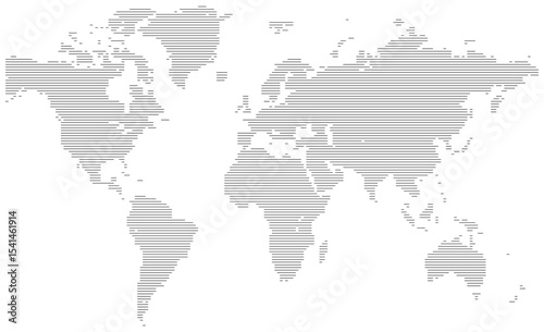 Business infographic in horizontal small line shape world map with countries and continents