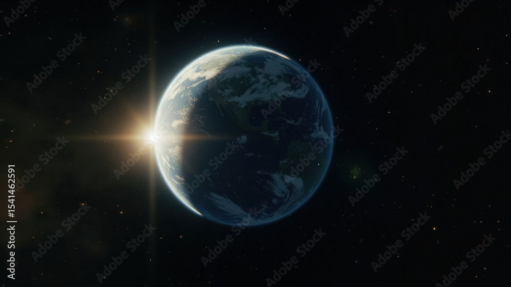 Fototapeta premium Earthrise sunrise planet space exploration cosmic view