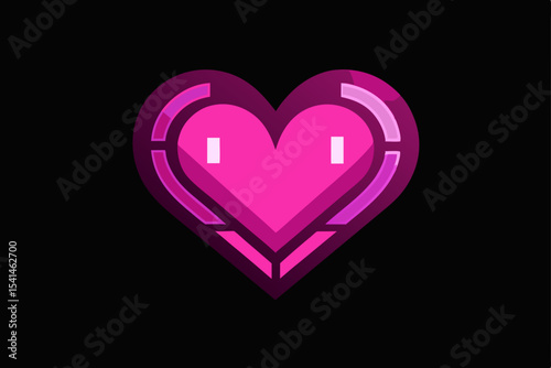 Digital Heart A vibrant, geometric illustration of love and affection.