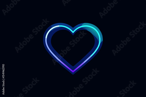 Blue heart-shaped glass on a black background, a shiny 3D vector illustration of love and romance, perfect for Valentine's Day celebrations