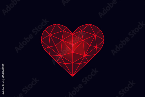 Red heart on black a romantic love symbol for Valentine's Day