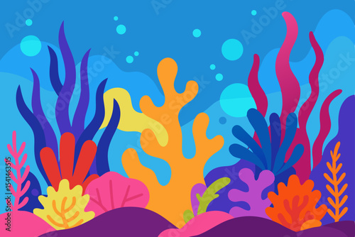 Vibrant Underwater Scene Colorful Coral Reef Illustration