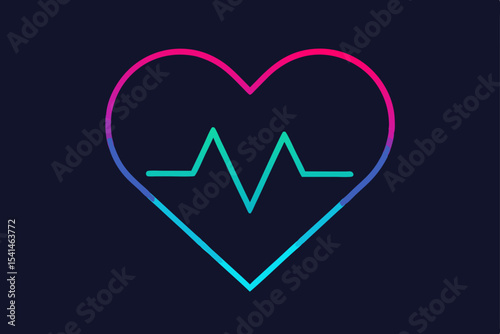 Heart Health EKG Heartbeat Line Art Graphic Design