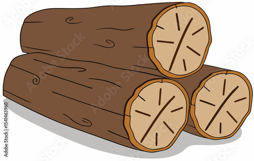 Tree Logs Illustration – Wooden Trunks Cross Section Drawing