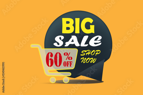 Large sale banner with shopping cart and promotional offers.