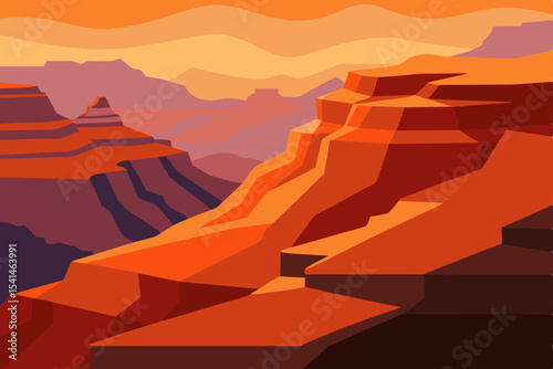 Majestic Sunset over the Grand Canyon A Stunning Low-Poly Landscape Illustration