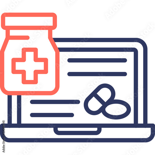 Online Prescription line color icon