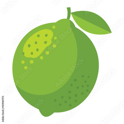 Fresh green lime fruit with leaf, a vibrant citrus illustration perfect for healthy food, drink, and refreshing summer beverage themes