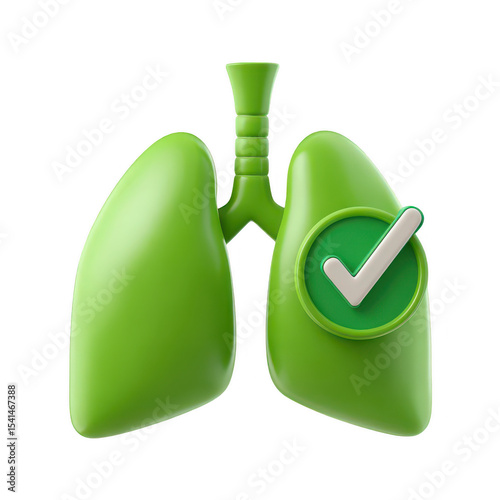 Green lungs with a checkmark, healthy lungs