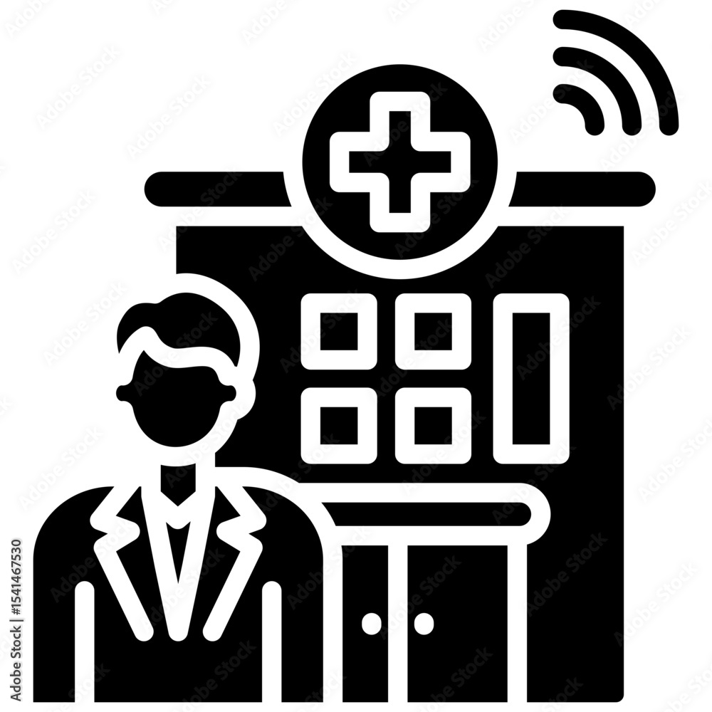 Obraz premium Virtual Hospital glyph icon