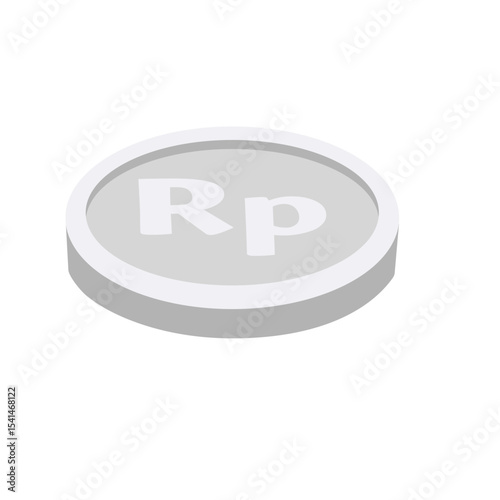 Flat illustration of a Rupiah coin featuring the "Rp" symbol. Simple, modern design, ideal for financial or economic topics.