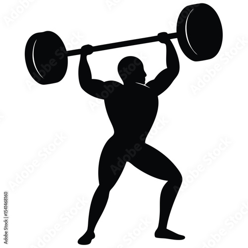Powerful Weightlifter Silhouette Strength, Fitness, and Bodybuilding Icon