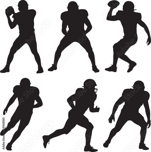 Quarterback Passing Silhouette

American Football Tackle Scene Vector

Helmet and Ball Sports Icon Design

Running Back Charging Silhouette

Touchdown Celebration Pose Vector