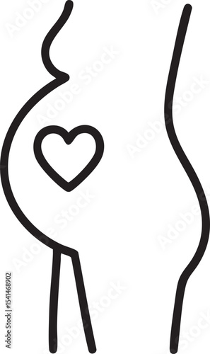 Minimalist Line Art Depicting Pregnancy with Heart Symbolizing Love and Care for the Unborn Child simple