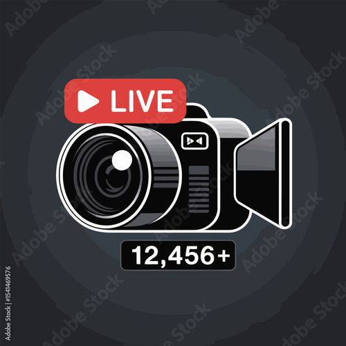 Black Video Camera Live Stream Graphic 12456 Plus Views