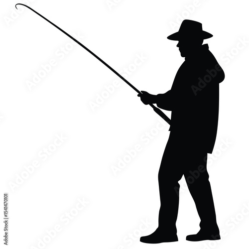 Silhouette of a Fisherman Casting a Line A Peaceful Fishing Scene
