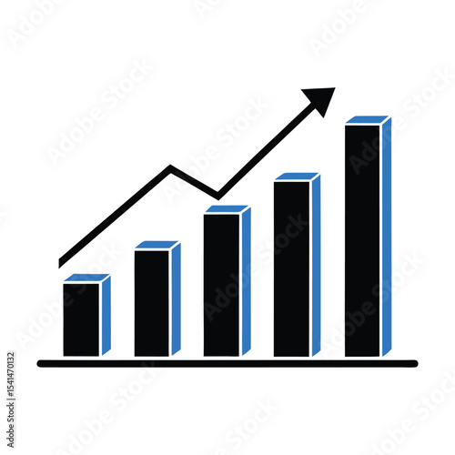 Growing graph icon. Flat design style eps 10 vector illustration.