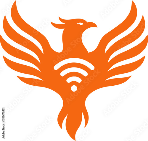 Wifi Logo - Fiery bird soars with wireless signal