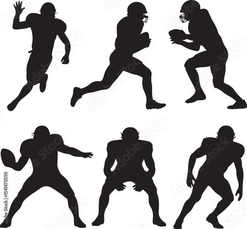 Quarterback Passing Silhouette

American Football Tackle Scene Vector

Helmet and Ball Sports Icon Design

Running Back Charging Silhouette

Touchdown Celebration Pose Vector