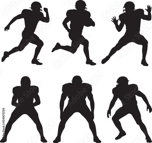 Quarterback Passing Silhouette

American Football Tackle Scene Vector

Helmet and Ball Sports Icon Design

Running Back Charging Silhouette

Touchdown Celebration Pose Vector