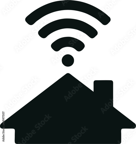 Wifi Logo - Smart house emitting wifi signals