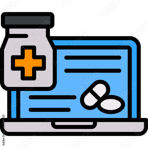 Online Prescription lineal color icon