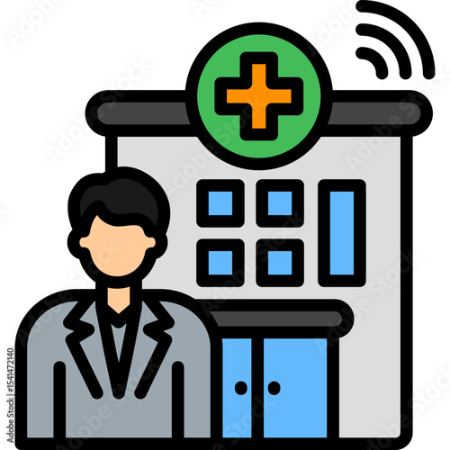 Virtual Hospital lineal color icon