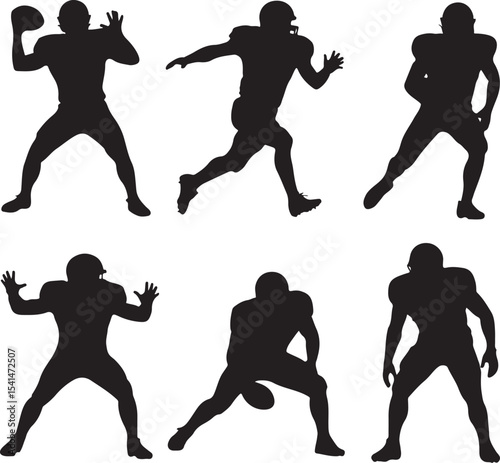 Quarterback Passing Silhouette

American Football Tackle Scene Vector

Helmet and Ball Sports Icon Design

Running Back Charging Silhouette

Touchdown Celebration Pose Vector
