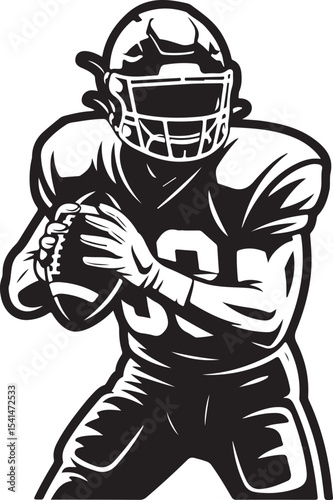 Quarterback Passing Silhouette

American Football Tackle Scene Vector

Helmet and Ball Sports Icon Design

Running Back Charging Silhouette

Touchdown Celebration Pose Vector