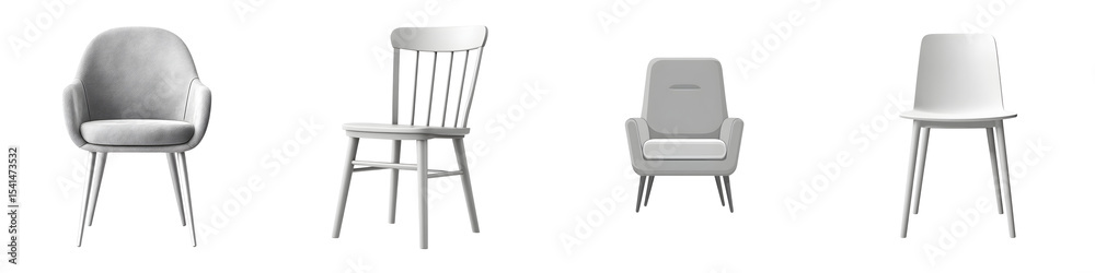 Modern and minimalist chairs in a clean interior design setting