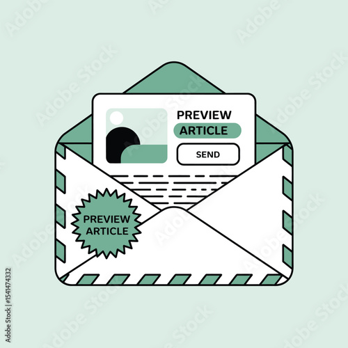 Mint Green Envelope Vector Illustration Article Preview