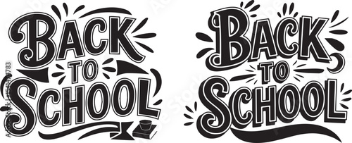Back to School calligraphy Design, Hand Lettering Vector illustration. Isolated on white background.
