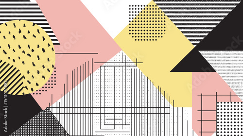 Abstract shapes construct energetic geometric scene pattern modern backdrop