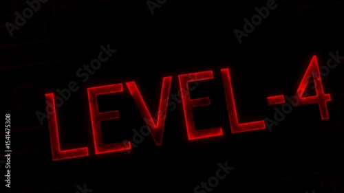 Level four text font with neon line. Level-4 text glowing animation with technology background.