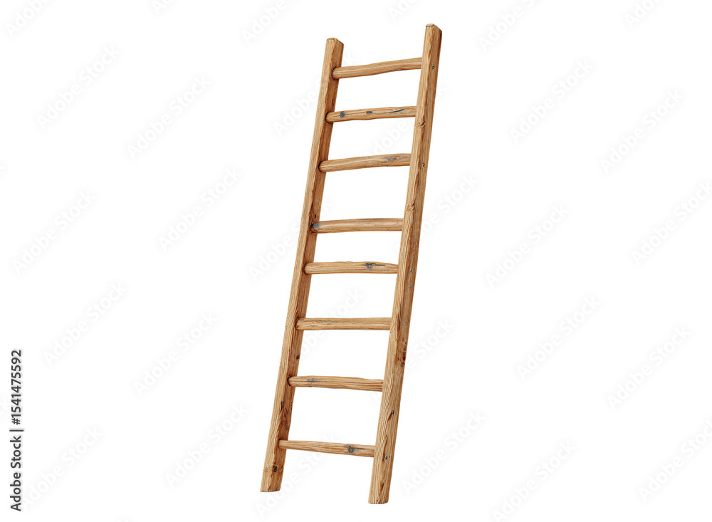 Wooden ladder on a white background, isometricn isolated on a transparent background in PNG format. Wooden ladder on a white background, isometricn isolated on a transparent background in PNG format.