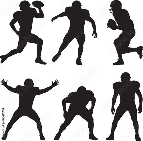Quarterback Passing Silhouette

American Football Tackle Scene Vector

Helmet and Ball Sports Icon Design

Running Back Charging Silhouette

Touchdown Celebration Pose Vector