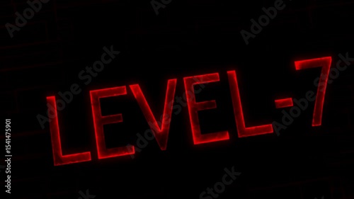 Level seven text font with neon line. Level-7 text glowing animation with technology background.