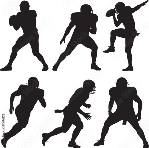 Quarterback Passing Silhouette

American Football Tackle Scene Vector

Helmet and Ball Sports Icon Design

Running Back Charging Silhouette

Touchdown Celebration Pose Vector