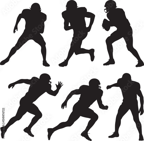 Quarterback Passing Silhouette

American Football Tackle Scene Vector

Helmet and Ball Sports Icon Design

Running Back Charging Silhouette

Touchdown Celebration Pose Vector