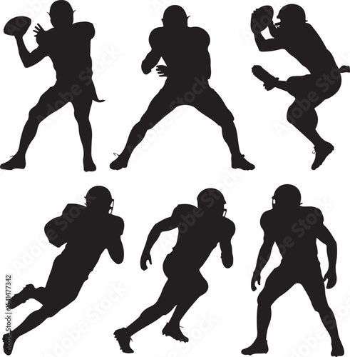 Quarterback Passing Silhouette

American Football Tackle Scene Vector

Helmet and Ball Sports Icon Design

Running Back Charging Silhouette

Touchdown Celebration Pose Vector