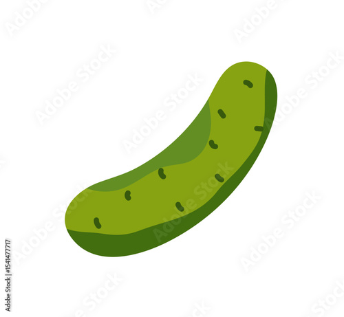 Fresh whole cucumber icon. Organic green vegetable. Healthy farm food, agriculture crop, farming harvest. Natural ingredient for cooking, eating. Flat isolated vector illustration on white background