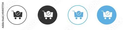 Shopping cart check icon Logo Template Design set