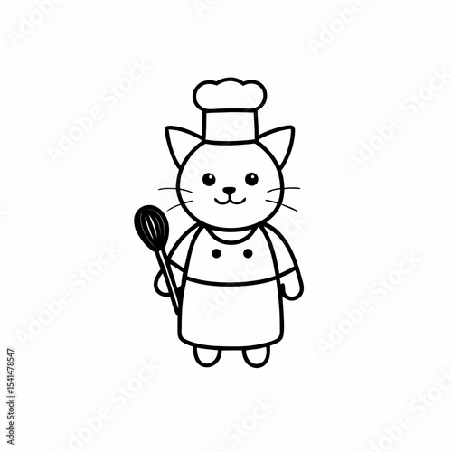 cat wearing a chefs hat and apron