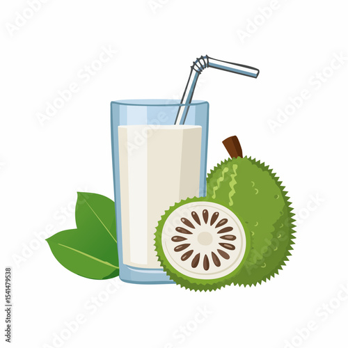 Fresh green kiwi juice in a glass with a straw, isolated on white, is a healthy and refreshing fruit beverage