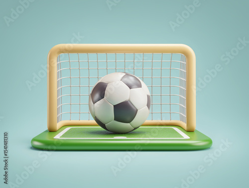 3D model of the football and the grass on the football field