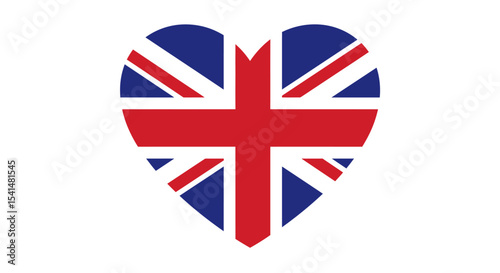 A heart-shaped design featuring the Union Jack flag, symbolizing love for the UK.