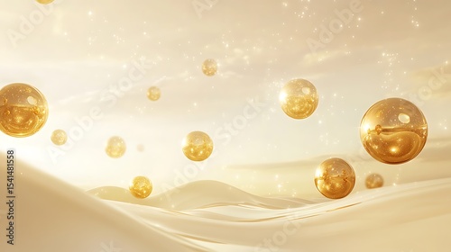 Golden Christmas ball with festive decorations and elegant holiday background