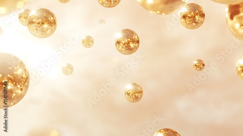 Golden Christmas ball with festive decorations and elegant holiday background