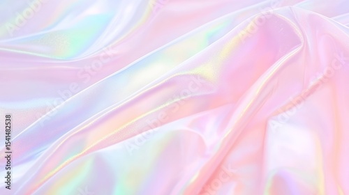 Iridescent pastel fabric folds create a dreamy and soft abstract background
